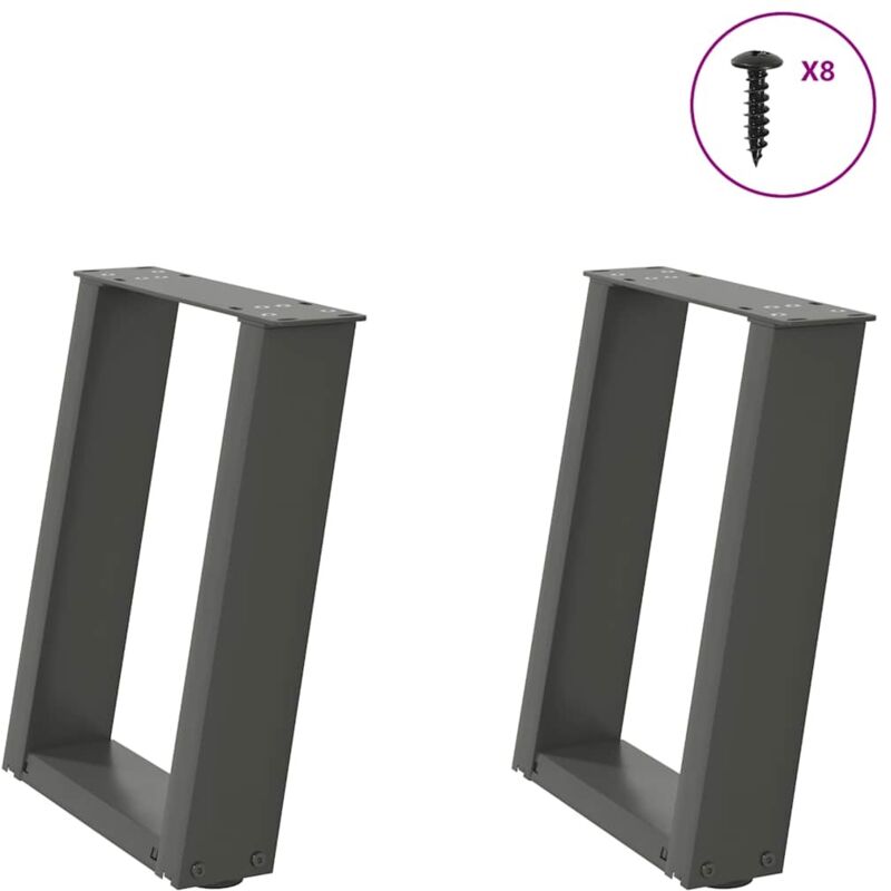 vidaXL Coffee Table Legs U-Shaped 2 pcs Anthracite 28x(42-43) cm Steel - Black, Black