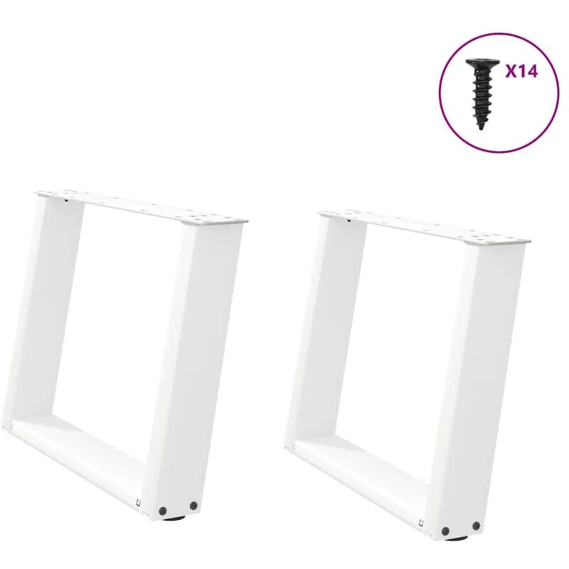 vidaXL Coffee Table Legs U-Shaped 2 pcs White 70x(42-43) cm Steel, White