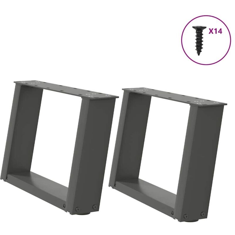 vidaXL Coffee Table Legs U-Shaped 2 pcs Anthracite 40x(30-31) cm Steel - Black, Black