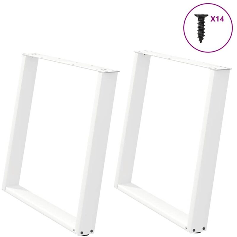 vidaXL Dining Table Legs U-Shaped 2 pcs White 100x(72-73) cm Steel, White