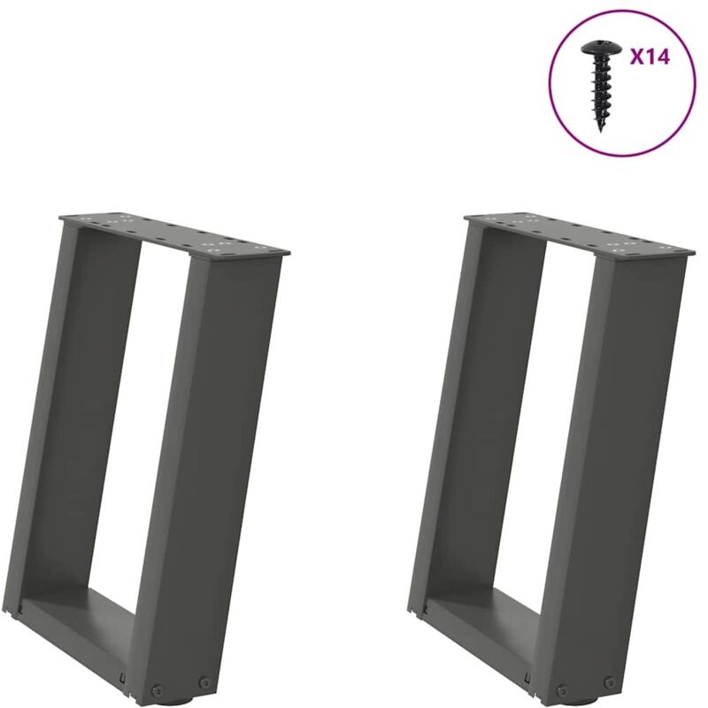vidaXL Coffee Table Legs U-Shaped 2 pcs Anthracite 38x(42-43) cm Steel, Black