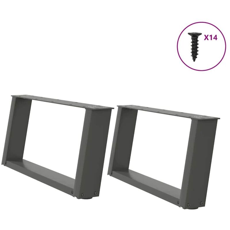 vidaXL Coffee Table Legs U-Shaped 2 pcs Anthracite 70x(30-31) cm Steel, Black