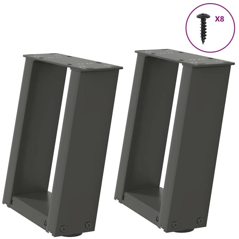 vidaXL Coffee Table Legs U-Shaped 2 pcs Anthracite 30x(30-31) cm Steel, Black