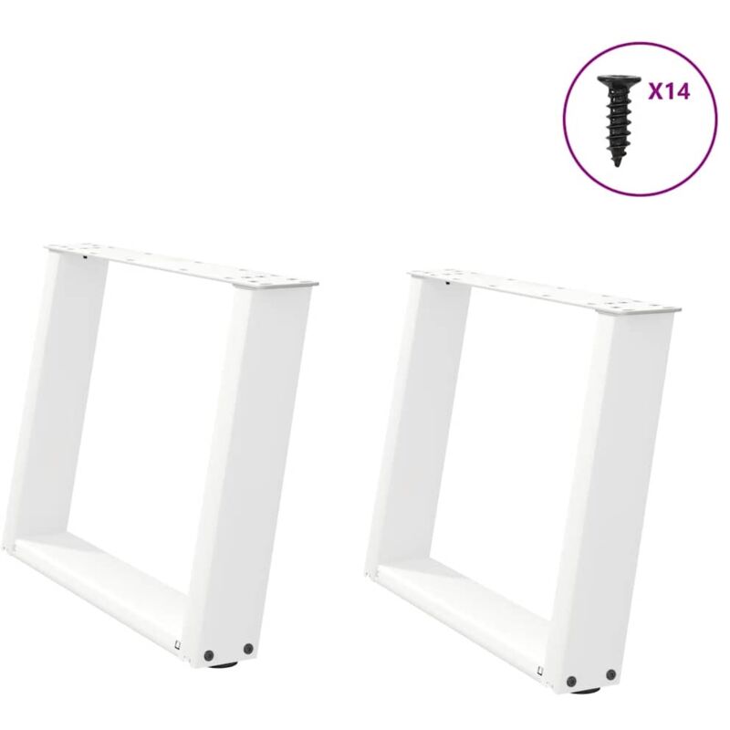 vidaXL Coffee Table Legs U-Shaped 2 pcs White 60x(42-43) cm Steel, White
