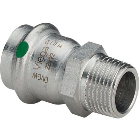 Viega Adaptateur Sanpress Inox 436551 42mmxR 1 1/2, acier inoxydable, polygonale, SC-Contur