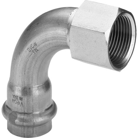Viega arc Sanpress Inox 437091 15mmxRp 1/2, 90 degrés, acier inoxydable, SC-Contur