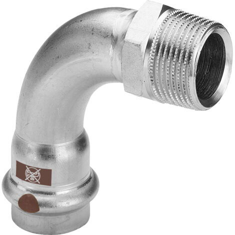 Viega Arc Temponox 812416 18 mm x R 2000 /2, 90 degrés, acier, antirouille, filetage R, contour SC
