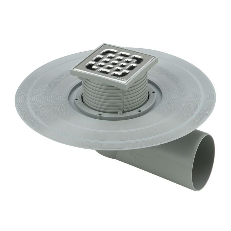 Advantix drain de balcon/terrasse 557072 dn 50, plastique gris, drain horizontal, sans siphon - Viega