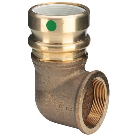 Viega Bogen 90 Grad mit SC Geopress 9614.2TW in 50mm x Rp1 1/2 Rotguss