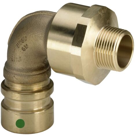 Viega Bogen 90 Grad mit SC Geopress 9620.1TW in 32mm x R1 1/2 Rotguss