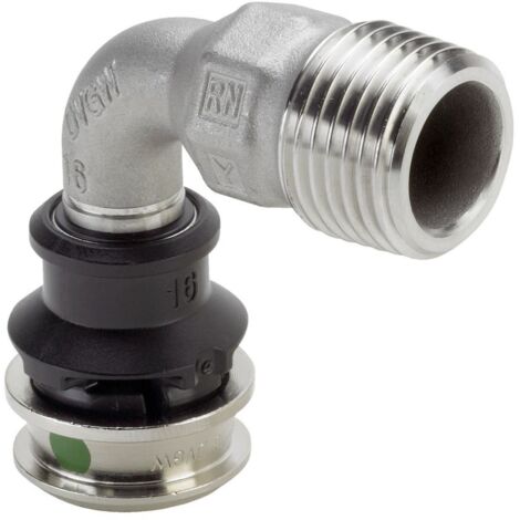 Viega Bogen 90 Grad mit SC Raxinox 4414 in 16mm x R1/2 Stahl nichtrostend
