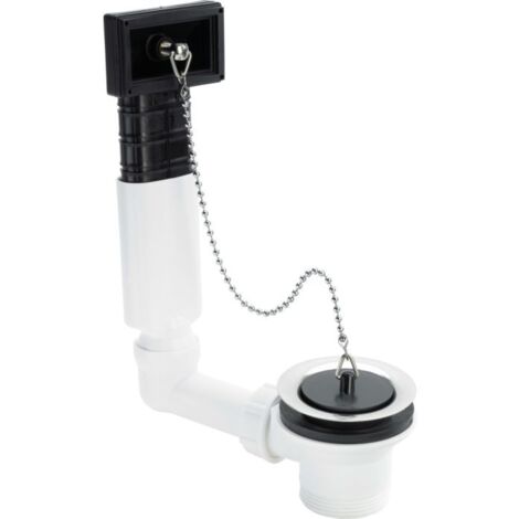 Viega ensemble de vidage et trop-plein pour évier 100834 2000 2000 /2&quot x 70 mm, plastique blanc , avec dessus de soupape en acier inoxydable