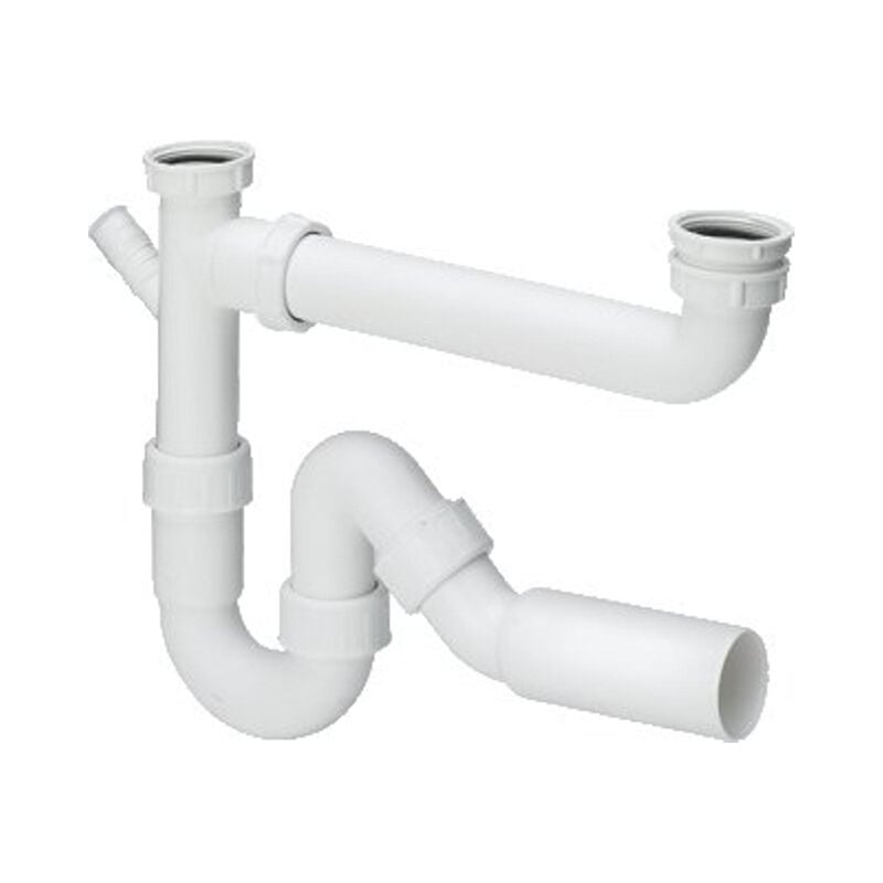 Vacuation de lavabo Double siphon 1. 1/2 pouce Polypropylène Blanc - Viega