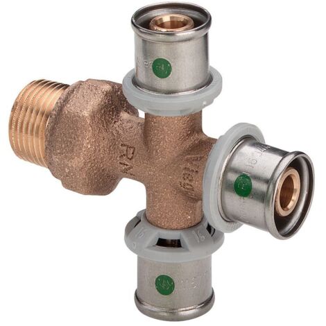 Viega Kreuzstück mit SC Sanfix P 2118.9 in R1/2 x 16mm Rotguss