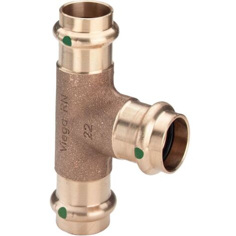 Viega Pièce en T Sanpress 283520 35 x 15 x 35 mm, avec SC-Contur, bronze ou silicium bronze