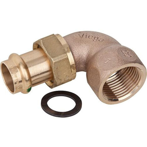 Viega Profipress Sanpress-Übergangsverschraubung 90 Grad, d 22mm, Rp 1 Rotguss oder Siliziumbronze, Messing Modell 2255, 132637