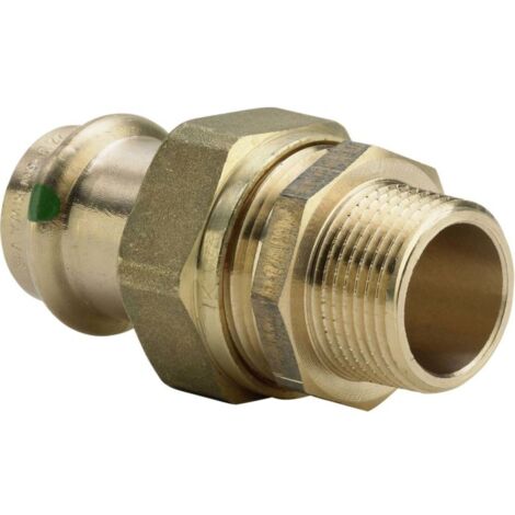 Viega Raccord à vis Sanpress 140878 15 mm x R 3/4, bronze à canon ou bronze au silicium, joint plat, SC-Contur