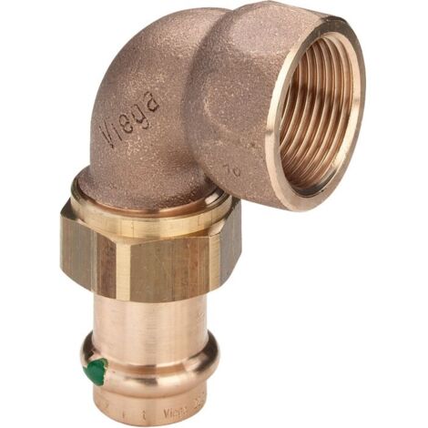 Viega Raccord Viega Sanpress 122614 22 mm x R 3/4, 90 °, bronze à canon ou bronze silicium, joint plat, SC-Contur