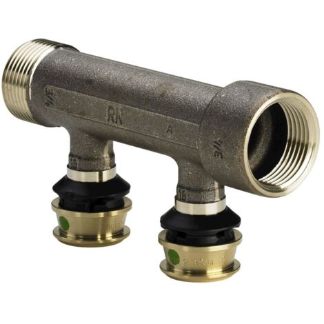 Viega Raxofix Verteiler mit SC-Contur 5326.06, d. 16mm x G 3/4", 2fach, Siliziumbronze