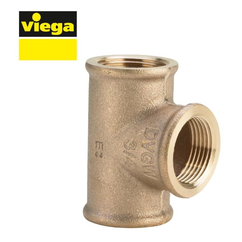 Rotguss Winkel, Fitting, Rotguss T-Stück, 3/8' ig/ig/ig, Modell 3130 - Viega