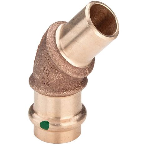 Viega Sanpress Bogen 109332 15 mm, 45°, Rotguss oder Siliziumbronze, SC-Contur, Einsteckende