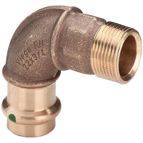 Viega Sanpress Bogen 112950 15 mm x R 1/2, 90°, Rotguss oder Siliziumbronze, SC-Contur, Mehrkant