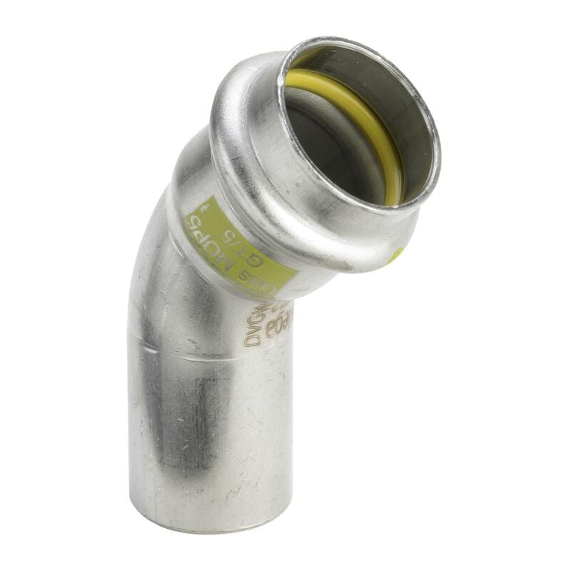 Sanpress Inox g coude 486204 18 mm, 45°, acier inoxydable, SC-Contur - Viega