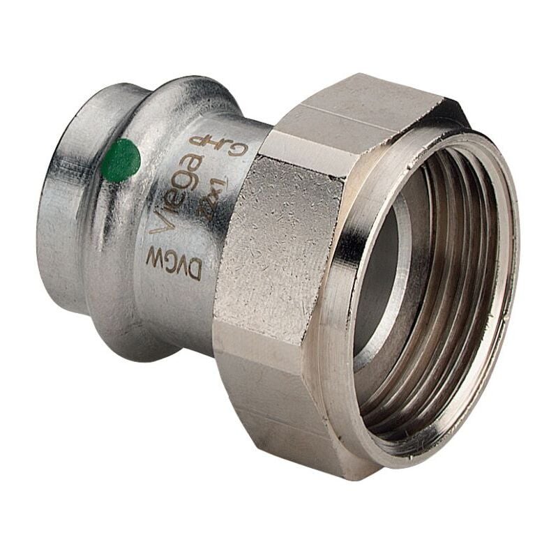 Sanpress Inox raccord à vis 437992 54 mm x g 2 2000 /2, acier inoxydable, joint plat, contour sc - Viega