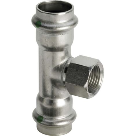 Viega Sanpress Inox Tee 437206 28mmxRp 3 / 4x28mm, acier inoxydable, SC-Contur