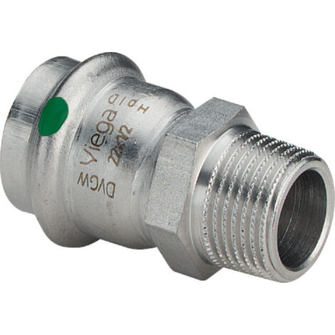 Viega Sanpress Inox Übergangsstück 436452 15mmxR 3/4, Stahl nichtrostend, Mehrkant, SC-Contur