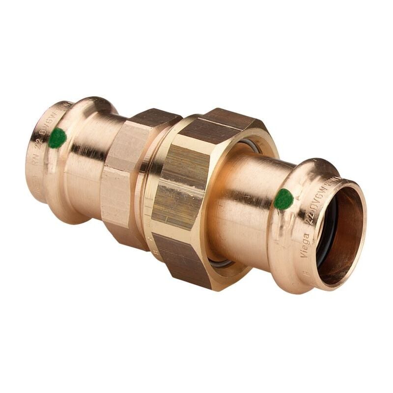 Raccord à vis Sanpress 124311 28 mm, bronze à canon ou bronze au silicium, joint plat, SC-Contur - Viega
