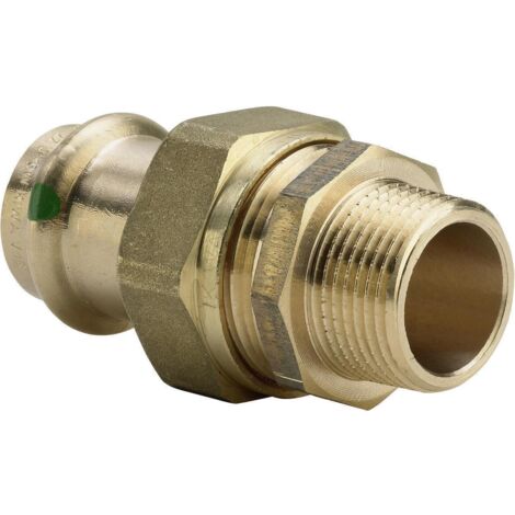 Viega Sanpress Verschraubung 120108 15 mm x R 1/2, Rotguss oder Siliziumbronze, flachdichtend, SC-Contur