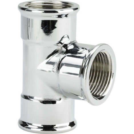Viega T-Stück 114275 Rp 3/8, Rp dreiseitig, Messing verchromt