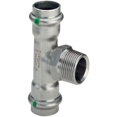 Viega T-Stück mit SC Sanpress Inox 2317.1 in 42mm x R3/4 x 42mm Edelstahl
