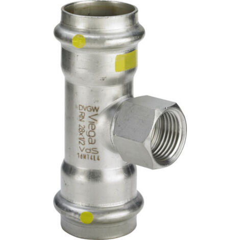 Viega T-Stück mit SC Sanpress Inox G 0217.2 für Gas in 22mmxRp1/2x22mm edst.