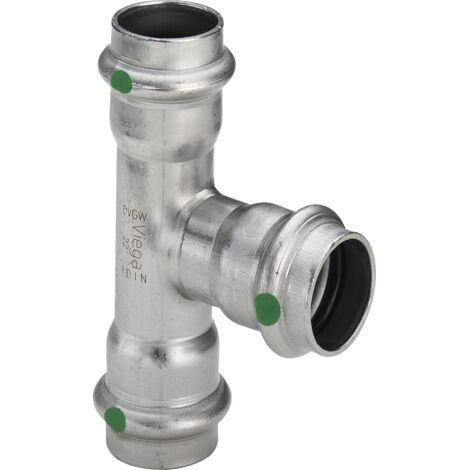 VIEGA Té de réduction Sanpress Inox acier inoxydable 28x22x22mm