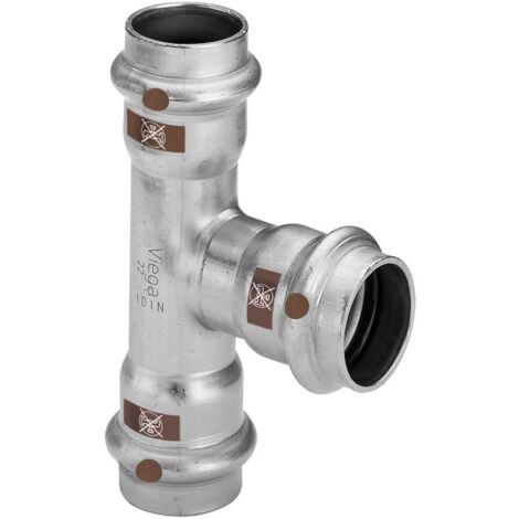 Viega Temponox T-Stück 810306 18 x 22 x 18 mm, Stahl, nicht rostend, mit SC-Contur
