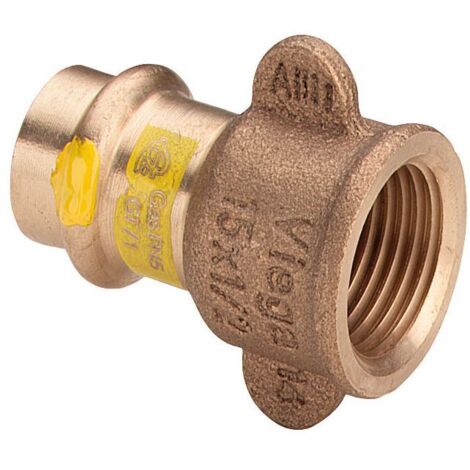Viega Übergangsstück mit SC Profipress G 2612.3 für Gas in 15mm x Rp1/2 Rotguss
