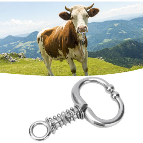 [Viehring] Anillo nasal de acero inoxidable con resorte para ganado vacuno y vacas – Accesorios agrícolas
