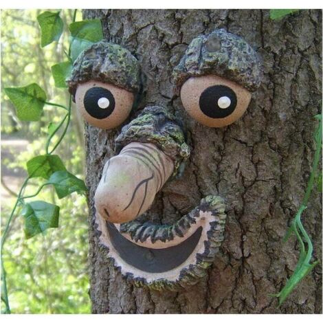 Vieil homme Tree Hugger, Garden Peeker Yard Art, Yard Art Sculpture Décorations Sculpture d'extéri Visage d'arbre Jardin Décoration d'arrière-cour, Mangeoire à oiseaux amusante en résine pour visag