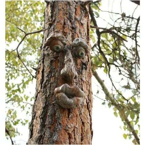 Vieil Homme Tree Hugger,Jardin Peeker Yard Art,Yard Art Sculpture Décorations Extérieur Sculpture Arbre Visage Jardin Arrière-Cour Décoration, Drôle de Résine Arbre Visage Birdfeeder (C)