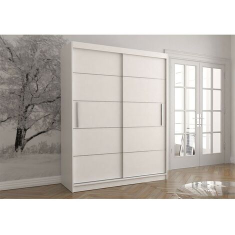 VIELL - Grande armoire à portes coulissantes - 5 étagères + tringle - 150x61x200 cm