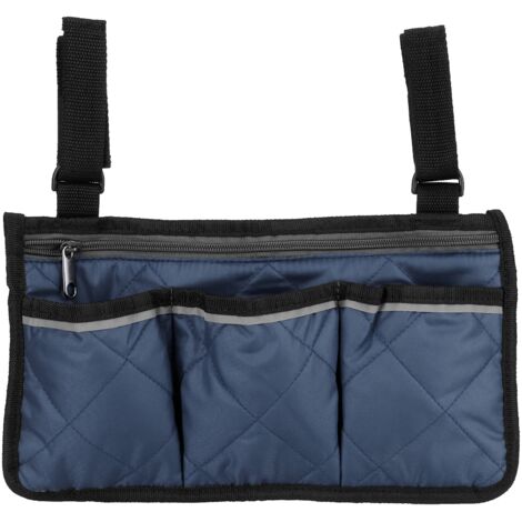 Vielseitige Aufbewahrungstasche für Rollstuhl oder Büro, marineblaue Organizer-Tasche zum Aufhängen an der Armlehne