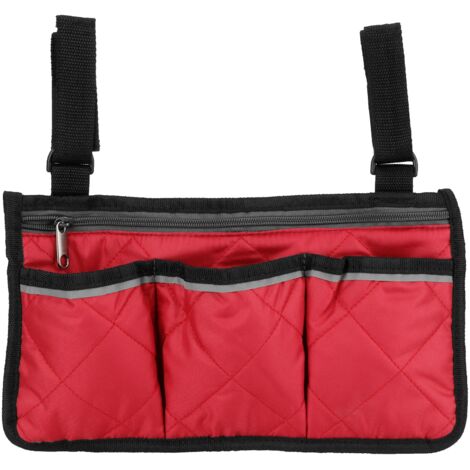 Vielseitige Aufbewahrungstasche für Rollstuhl und Büro, Organizer-Tasche für Armlehnen, bordeauxrot