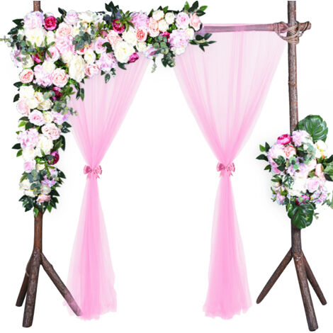 Vielseitige Hintergründe – 1 Vorhang-Hintergrund aus Chinlon, Weiß/Rosa/Champagner, 152 x 213 cm, 152 x 244 cm, 152 x 305 cm, mit Stangendurchzug