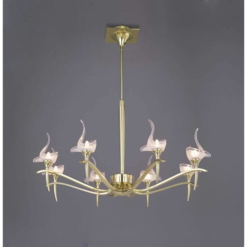 09diyas - Viena round telescopic pendant light 8 bulbs G9, polished brass
