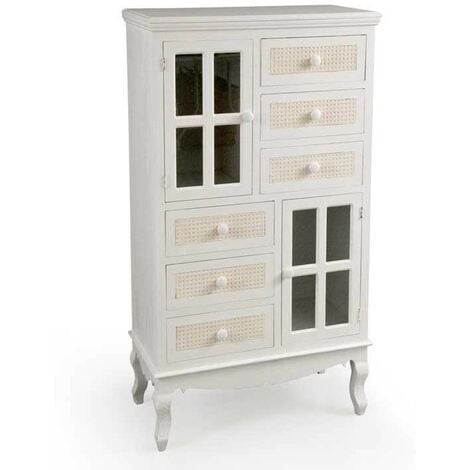 Credenza con vetrina in legno Silla a 2 ante e cassetti - Decorosa 