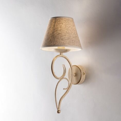 Vienna Eisenwandleuchte Ivory Gold One Light Stoffeffekt Lampenschirm 19x h38 cm