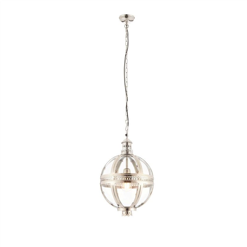 Endon Lighting - Endon Vienna - 1 Light Spherical Pendant Bright Nickel Plated On Solid Brass, Glass, E27