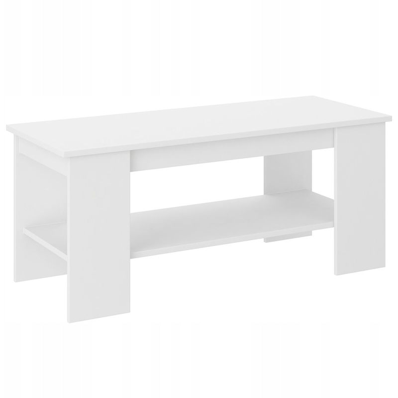 Vienna - table basse rectangulaire style <strong>contemporain</strong> scandinave pour salon sejour bureau 120x50x45 rangement livres/telecommandes blanc